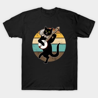 Vintage Cat Playing Banjo T-Shirt